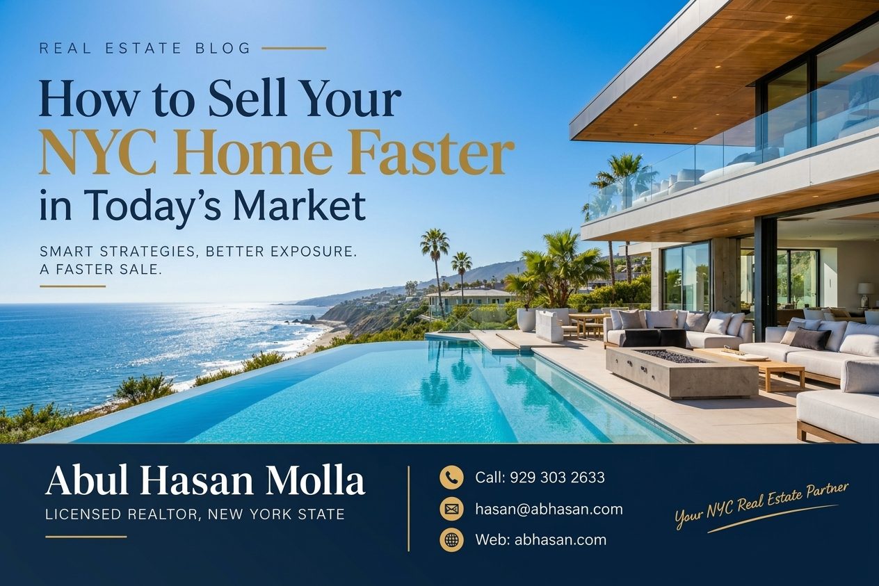 Cover graphic: How to Sell Your NYC Home Faster in Today’s Market – smart strategies, better exposure, a faster sale.